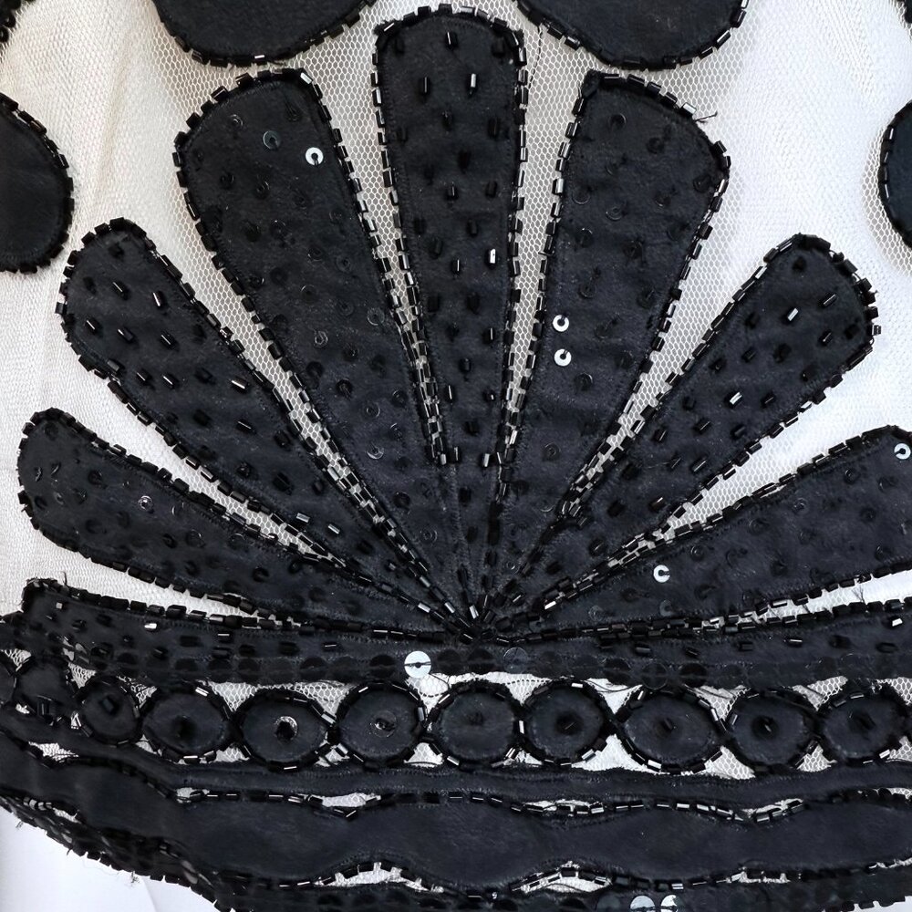 Art Deco inspired beaded black and ivory sheath dress - Picture 5 of 6
